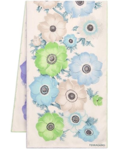 Ferragamo Floral-print Silk Scarf - Groen
