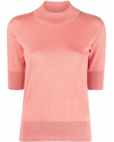 Jil Sander Short-sleeve Ribbed-trim Knitted Top - Pink