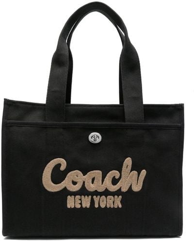 COACH Bolso shopper con logo bordado - Negro