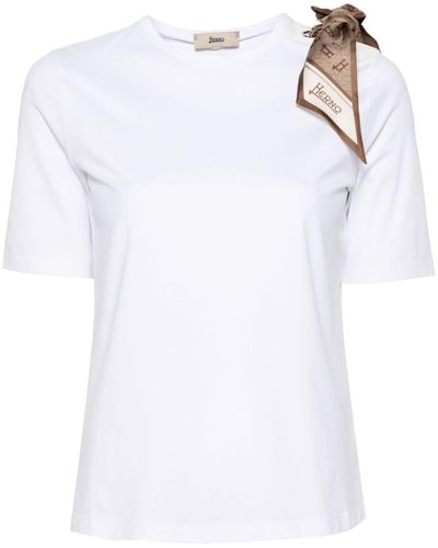 Herno T-shirt à détail de foulard - Blanc
