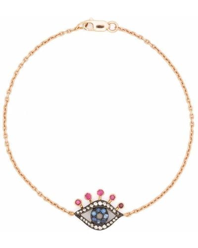 Monan 18kt Rose Gold Evil Eye Diamond, Sapphire And Ruby Bracelet - Pink