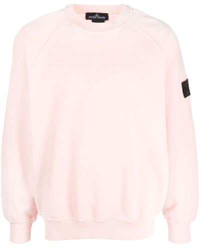 Stone Island Shadow Project Cotton Sweater With Logo Patch - Pink