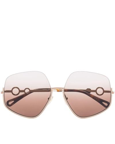 Chloé Sofya Hexagonal-frame Sunglasses - Brown