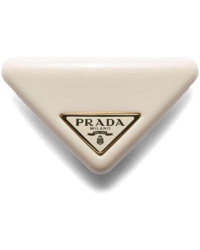 Prada Barrette à logo triangulaire - Blanc