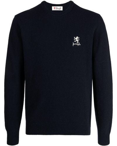 Pringle of Scotland Round-neck Wool-blend Sweater - Blue