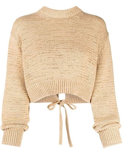 Missing You Already Tie-back Cropped Sweater - Natural
