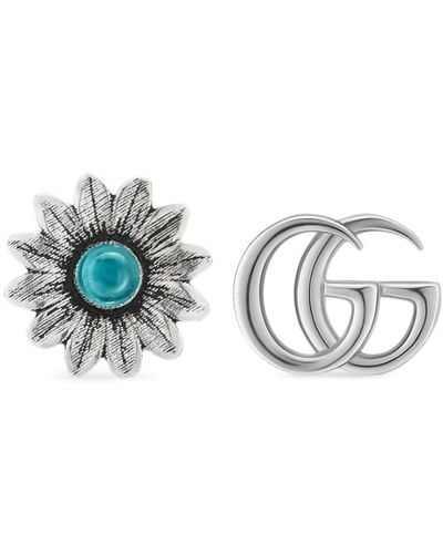 Gucci Sterling Silver GG Marmont Flower Earrings - White