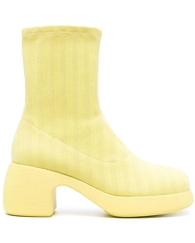 Camper Ribbed-knit Ankle 70mm Boots - Yellow
