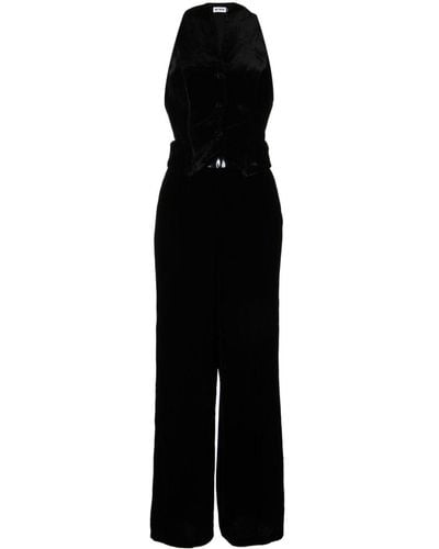 RIXO London Sienna Velvet Jumpsuit - Black