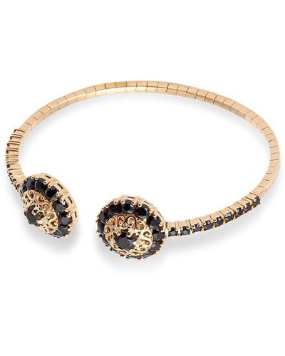 Dolce & Gabbana Family Yellow Gold Bracelet With Rosette Motif And Black Sapphire - Metallic