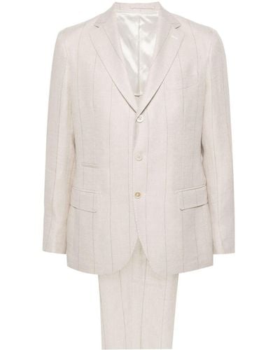 Eleventy Linen-blend Pinstripe Suit - White
