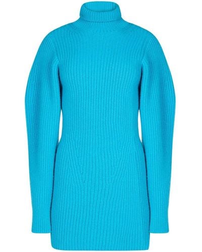Nina Ricci Ribbed-knit Long-sleeve Dress - Blue