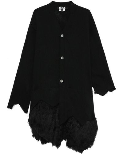 COMME DES GARÇON BLACK Asymmetric Faux-fur Panel Cardigan - Black