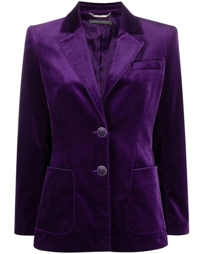 Alberta Ferretti Single-breasted Velvet Blazer - Purple