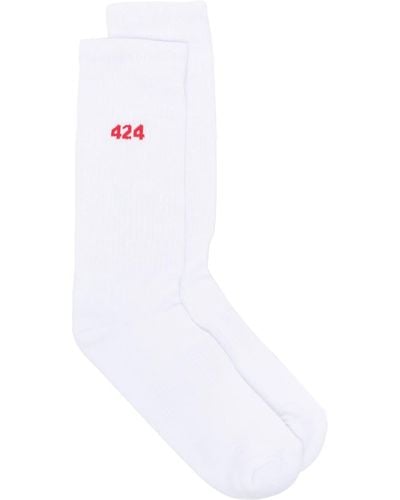 424 Intarsia-logo Socks - White