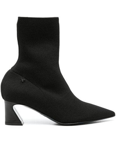 Patrizia Pepe Knitted 60mm Leather Ankle Boots - Black