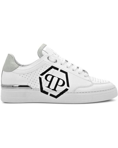 Philipp Plein Hexagon Leather Trainers - White