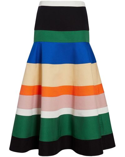 Rosie Assoulin Stripe-pattern Full Skirt - Green