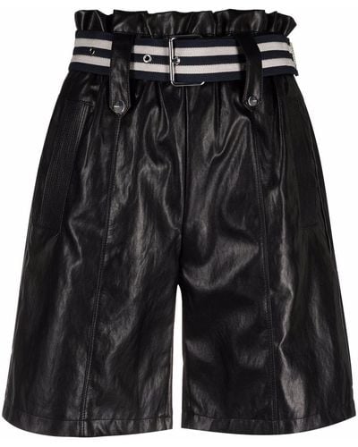 Pinko Belted Faux-leather Shorts - Black