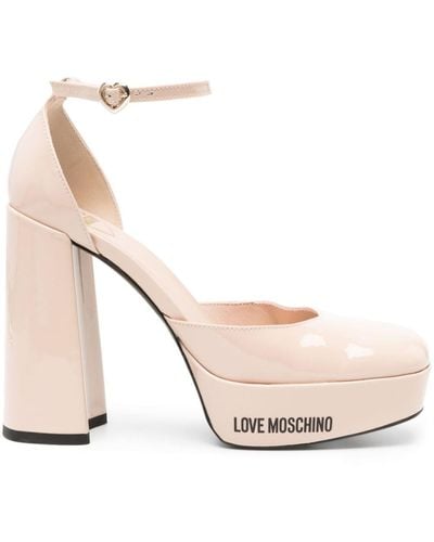 Love Moschino Logo-sole 125mm Platform Court Shoes - Natural
