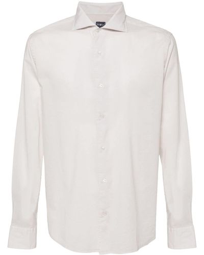 Fedeli Long-sleeves Cotton Shirt - Wit