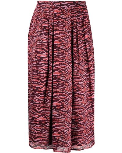 Roseanna Animal-print Pleated Skirt - Pink