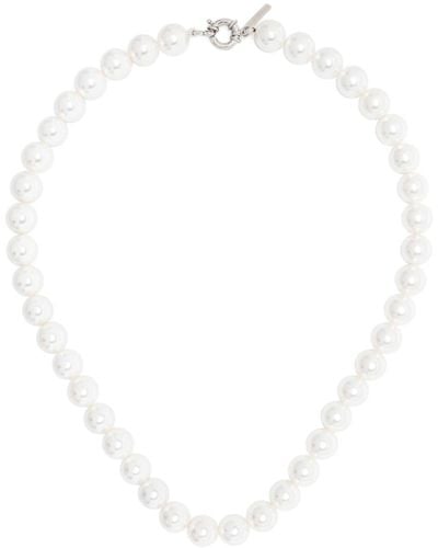 Ernest W. Baker Logo-plaque pearl necklace - Blanco