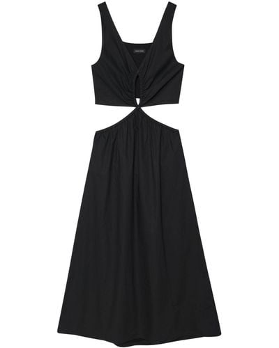 Anine Bing Dione Cotton Poplin Midi Dress - Black