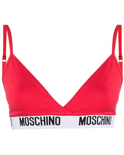 Moschino Logo-tape Triangle Bra - Red