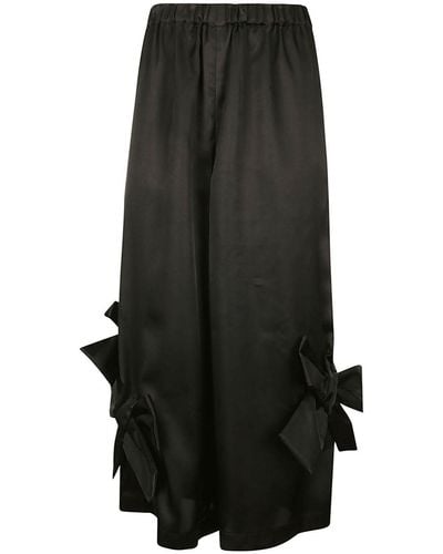 Comme des Garçons Bow-embellished Satin Trousers - Black