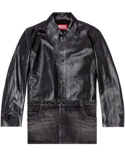 DIESEL L-bretch Leather Jacket - Black