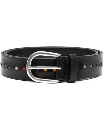 Orciani Punched-holes leather belt - Nero