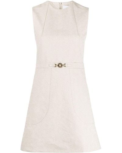 Patou Logo-jacquard Cotton A-line Minidress - Natural