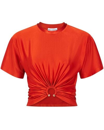 Rabanne Camiseta con detalle fruncido - Rojo