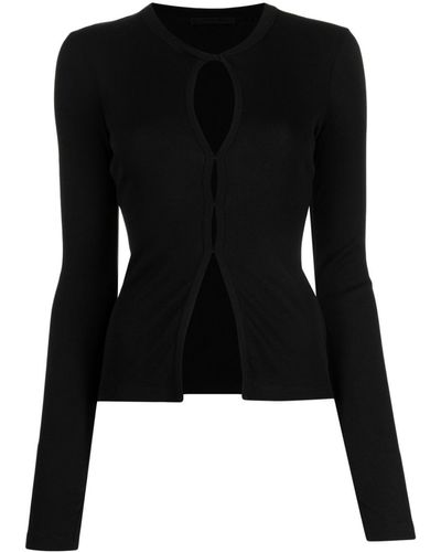 Helmut Lang Cut-out Ribbed Top - Black