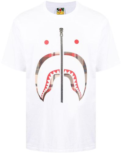 A Bathing Ape Shark-print Cotton T-shirt - White