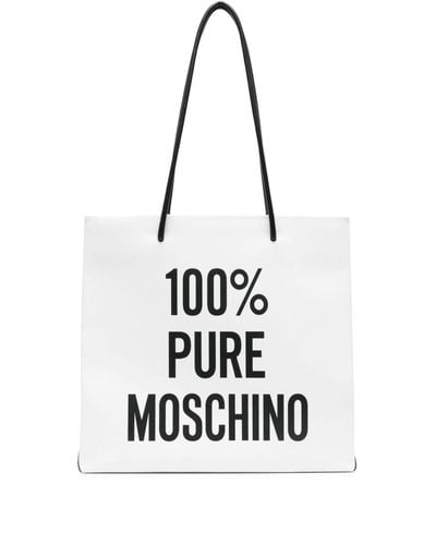Moschino Logo-print Leather Tote Bag - White