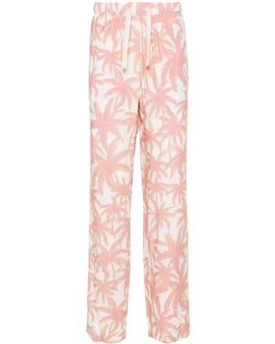 Palm Angels Palms-print Wide-leg Trousers - Pink