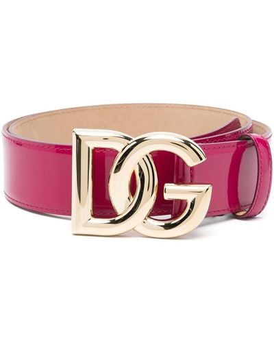 Dolce & Gabbana Dg-logo Calfskin Belt - Pink