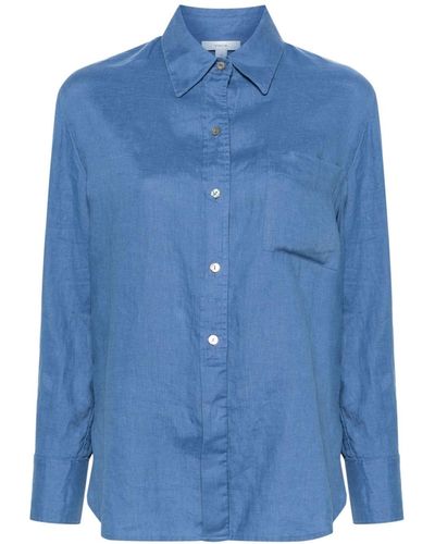 Vince Chest-pocket Linen Shirt - Blue