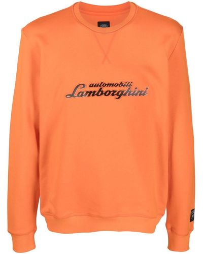Automobili Lamborghini Sweat en coton à logo imprimé - Orange