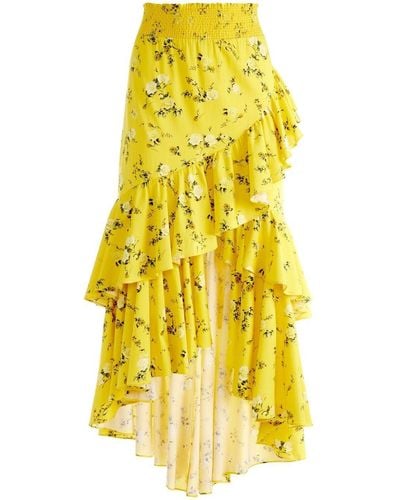 Alice + Olivia Cristina Floral-print Maxi Skirt - Yellow