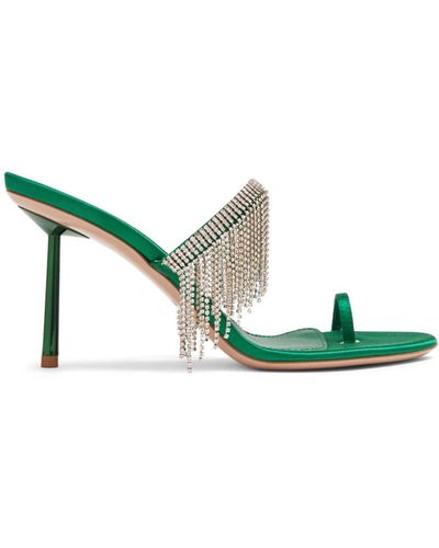 Le Silla Jewels 80mm Crystal-embellished Sandals - Green