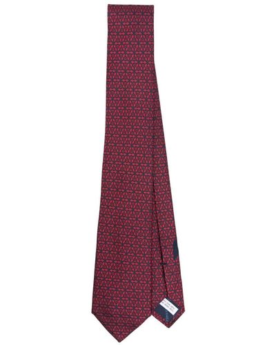 Ferragamo Geometric Patterned-Jacquard Silk Tie - Purple