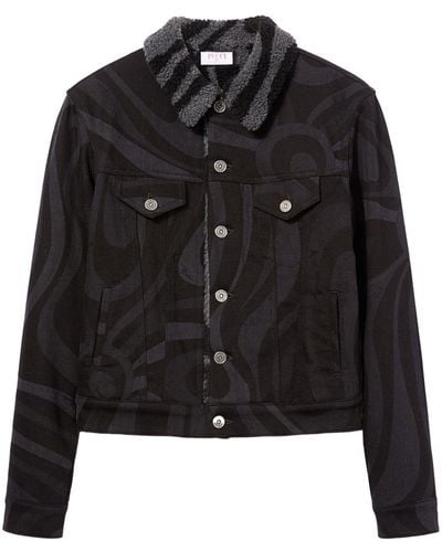 Emilio Pucci Marmo-print Denim Jacket - Black
