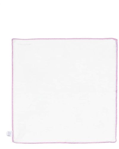 Tagliatore Logo-Print Linen Pocket Square - White