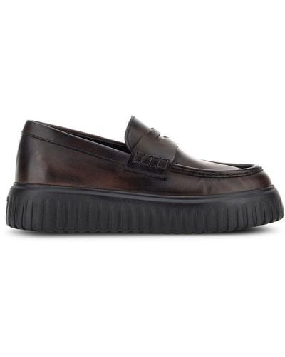 Hogan Mocasines H-Stripe con suela rígida - Negro