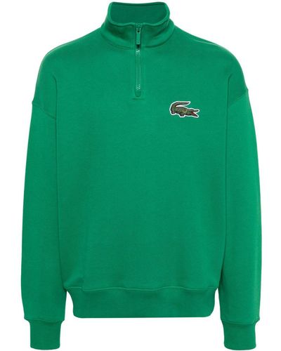 Lacoste Sweater Met Logopatch En Rits - Groen