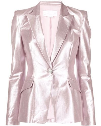 Genny Einreihiger Blazer mit Metallic-Effekt - Pink