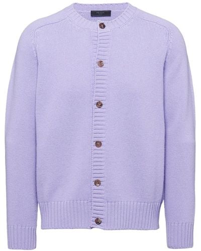 Prada Wool-cashmere Cardigan - Purple